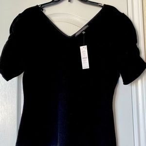 WHBM black puff sleeve v-neck blouse, NWT